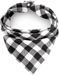Christmas Plaid Dog Bandana with Button, Fall Dual Layer Scarf Soft Cotton Triangle Bib Girls and Boys Kerchief Adjustable Accessories for Small Medium Large Extra Large Dog Puppy Pet Cat