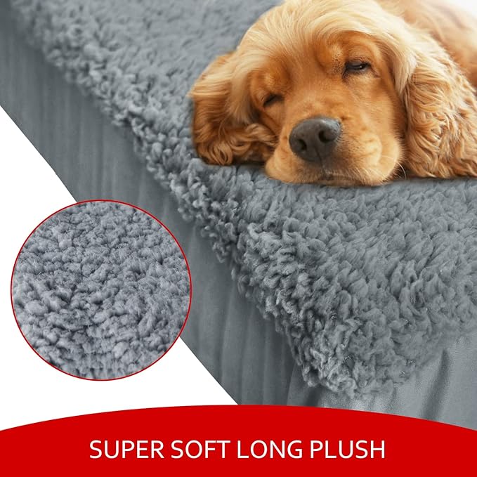 Dog Bed Covers 2 Pack Soft Plush Replacement Washable, Waterproof Pet Mattress Bed Liner Grey 44x35 Inches, for Dog/Cat, Cover Only