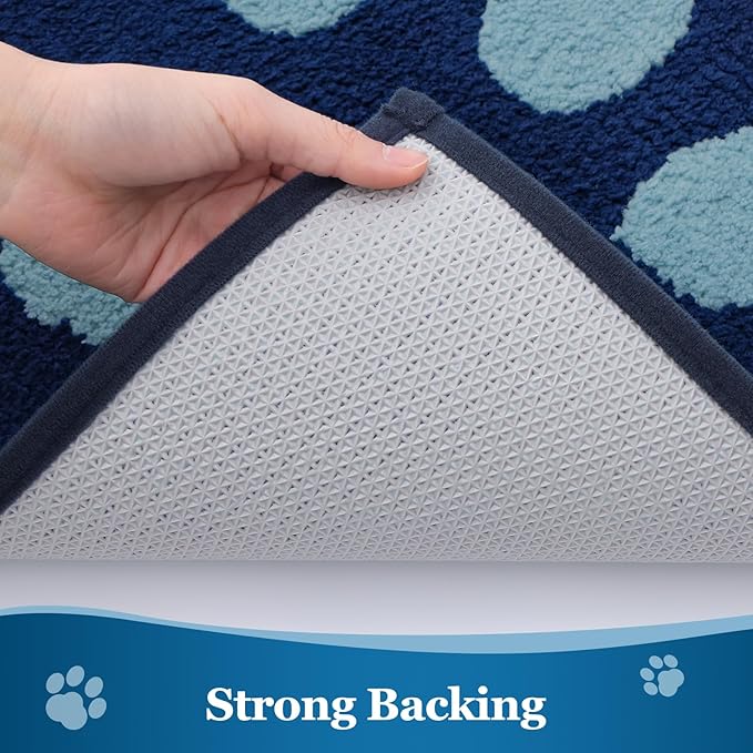 Buganda Dog Door Mat for Muddy Paws, Absorbent Dirt Trapper Washable Indoor Doormats, Non Slip Low-Profile Mud Mat for Dogs, Front Entrance Doormat for Inside Floor (59x24 Inches, Dark Blue)
