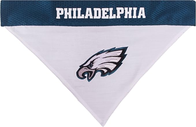 Pets First NFL Philadelphia Eagles Reversible Bandana Size XX-Large for Dogs & Cats. 2 Sided Sports Bandana, Premium Embroidery Team Logo, Many NFL Teams Available