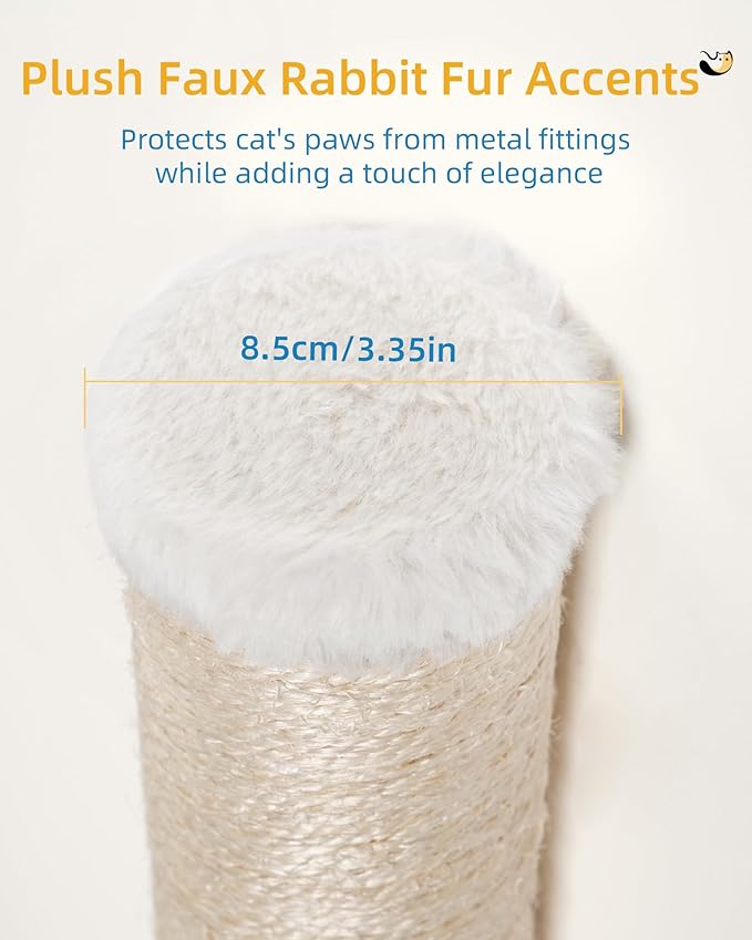 68" Cat Wall Scratcher, 2-Pcs of 34inch Tall Sisal Scratching Posts, Wall Mounted Cat Pole for Indoor Large Adult Cats Climb Stretch Play