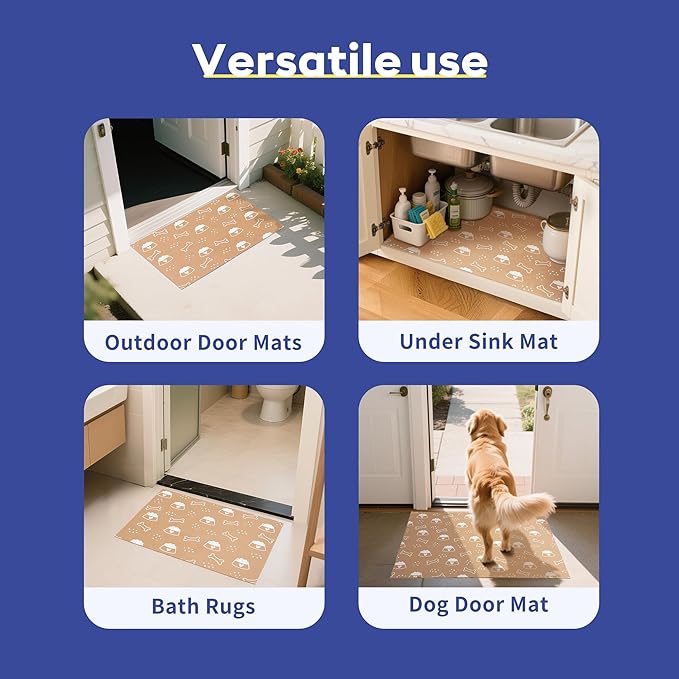 Cooyes Large Dog & Cat Food Mat 17.5"×36", Ultra-Absorbent Dog Bowl Mat for Food and Water, Pet Feeding Mat with Non-Slip Rubber Back, Pet Placemats with Water-Locking Bottom That Protects Floors