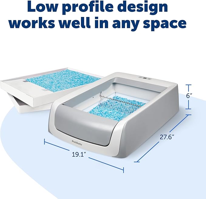 PetSafe ScoopFree Crystal Pro Legacy Self-Cleaning Automatic Litter Box - Uncovered Motion-Sensing Cat Box with Integrated Health Counter - Includes 1 Disposable Crystal Litter Tray
