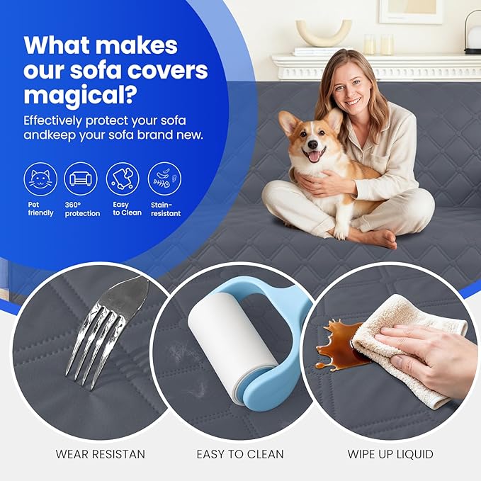 Waterproof Dog Bed Cover Pet Blanket, Soft Couch Cover for Dogs Washable, Non-Slip Dog Blanket Protect Furniture Couch Sofa Car for Puppy Large Dogs Cat (30x70 Inch, Dark Grey)
