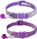 Purple Break Away Cat Collar with Bells, [2 Pack] Breakaway Kitten Collar with Bells, Reflective Cat Collar for Girl Cats Kitty