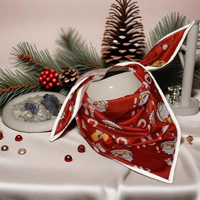 Christmas Dog Bandanas Santa Claus Dogs Scarf for Boy and Girl,Reflective Dog Bandana for Night Safety,Adjustable Cat Dogs Triangle Pet Scarves for Large Dogs,Red,L