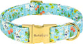 Easter Dog Collar for Small Dogs, Easter & Spring Theme Small Dog Collar with Cute White Bunny Pattern, Adjustable Blue Easter Dog Collars Girl Boy Collar for Dogs -S