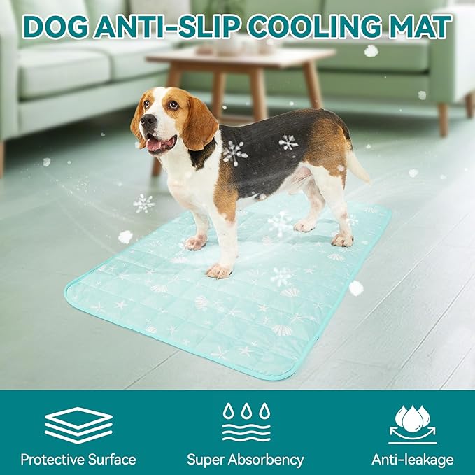 SUPRIY Pet Cooling Mat for Dogs & Cats - Qmax 0.4 Waterproof Cooling Pad, Summer Heat Relief Mat with Japanese Polyester Tech, 3 Sizes Indoor/Outdoor Use (15.5 * 19.5, Blue Ocean)