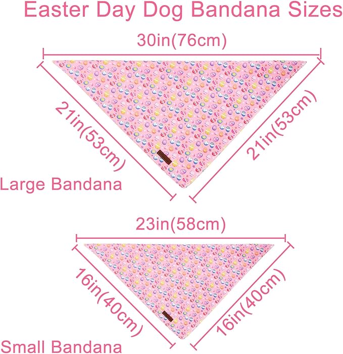 Easter Day Dog Bandana, UP URARA PUP Easter Eggs Triangle Bid Scarf for Medium Large Dogs, Cotton Kerchief for Girl Boy Puppies, Cute Spring Bunny Bandana,S
