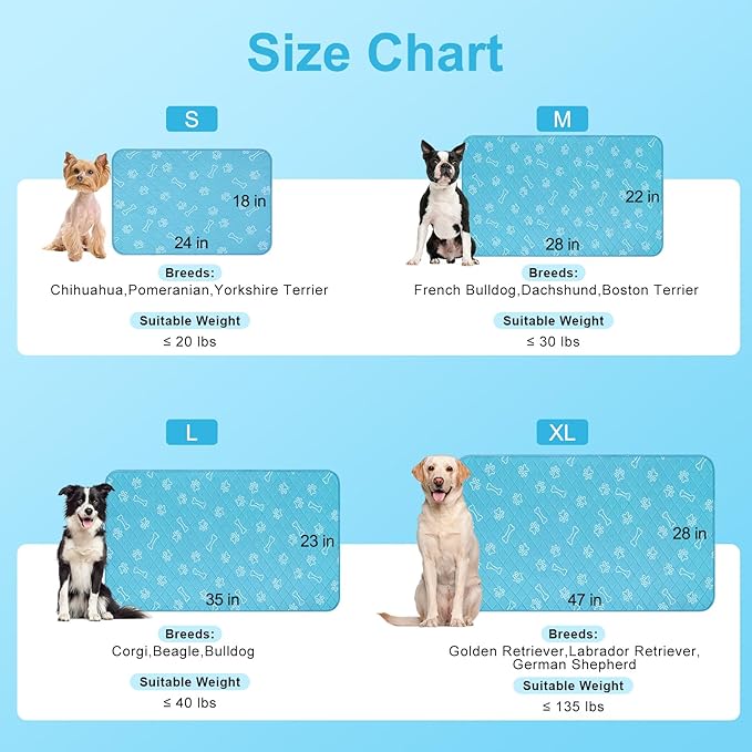 BEAUTYZOO Upgraded Dog Self Cooling Mat Ice Silk Chill Pads for Small Medium Large Dogs Q-MAX＞0.43- Summer Reusable Pet Training Pad - Absorbent Non-Slip Cool Mat for Kennels, Crates, Beds, 18" x 24"