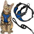 Voyager Escape-Proof Step-in Lock Cat Harness & 5ft Neoprene-Handle Leash Set All-Weather Mesh with Reflective Stitching for Small to Large Cats by Best Pet Supplies, Black Trim-Royal Blue (327), S