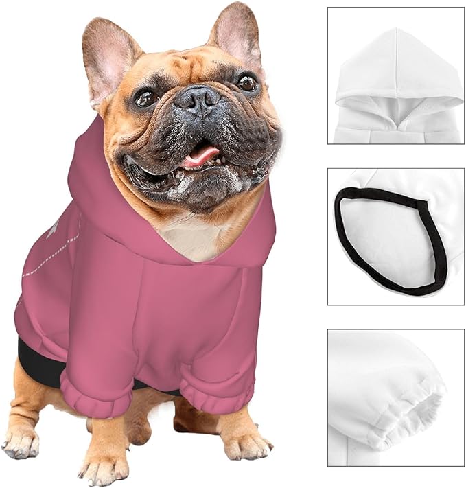 Personalized Chihuahua Dog Hoodie, Custom Pet Warm Sweatshirt Costume with Name Number Photo, Customize ID Clothes for Pupppy Kitten Dogs Cats, DarkPink, XL