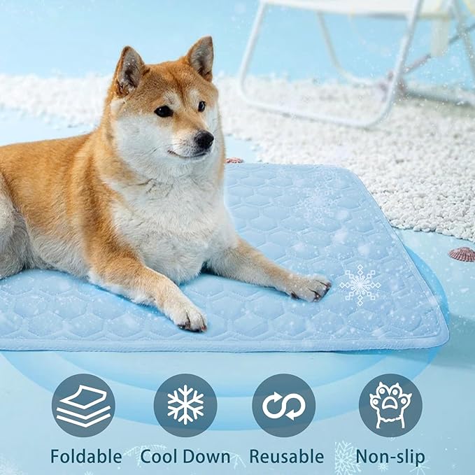 Cooling Mat for Dogs Thicken Pad for Cats,Rabbit&Medium,Large Dogs Internal Arc-Chill Cool Fiber Dog Cooling Mat Non-Slip Washable Summer Pet Outdoor Bed