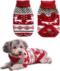 Vehomy Dog Christmas Sweaters Pet Winter Knitwear Xmas Clothes Classic Warm Coats Reindeer Snowflake Argyle Sweater for Kitty Puppy Cat-M