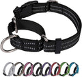 Martingale Dog Collar, Adjustable Nylon Reflective Collar with Buckle No Pull Dog Collar for Small Medium Large Dogs (Black S)