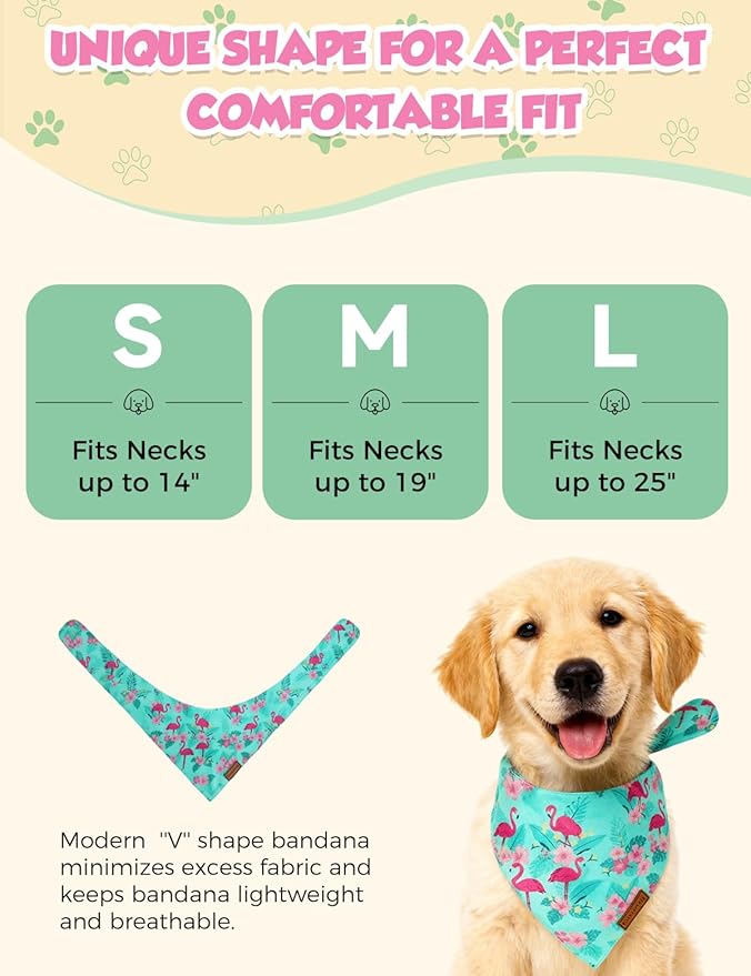 Luxury Double-Layer Dog Birthday Bandana – Handmade, Silk-Soft Polyester for All Dog Sizes | Birthday & Party Outfit | Gift-Ready Pet Accessory(Blue Flamingo,Medium)