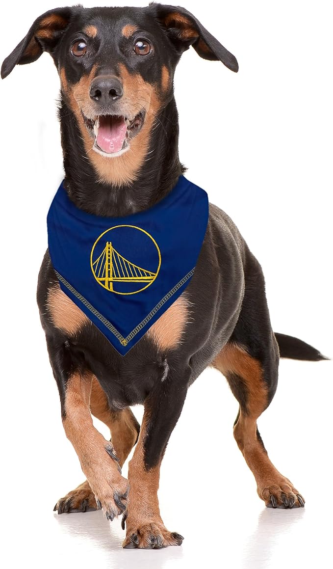 Pets First NBA Golden State Warriors TIE Bandana, Size Small/Medium. Dog Bandana Scarf Bib for Pet Cat Dog. The Ultimate Game-Day, Party Bandana
