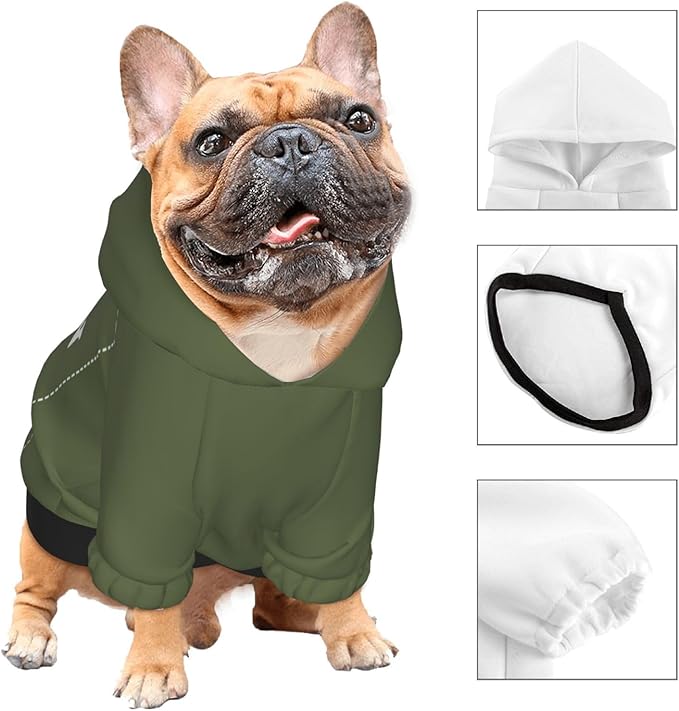 Personalized Dog Hoodie, Custom Dog Costumes for Small Dogs, Holiday Happy Dog Clothes Football Pet Shirt Sweater with Name Number for Girl/Boy Cats/Kitten, SageGreen, L
