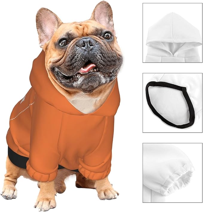 Dog Clothes, Custom Dog Hooded Sweatshirt, Personalized Pet Costume Robe Shirt with Text/Image/Club Name/Pet Shop Logo for Small Medium Large Dogs and Cats, Orange, M