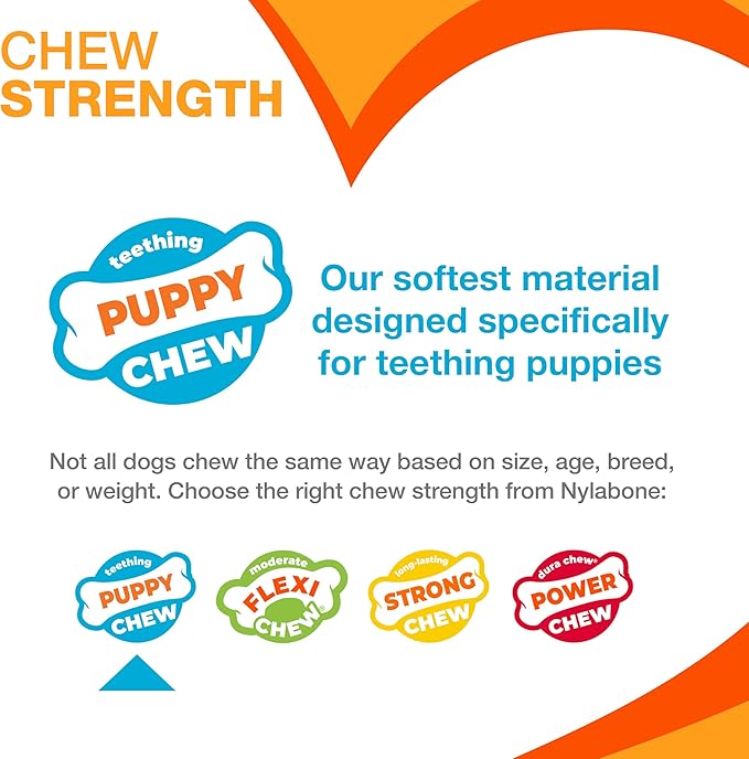 Nylabone Freezer Bone Puppy Chew Toy, Soothing Teething Toys for Puppies, Rubber & Terry Cloth, Peanut Butter Flavor, Small Dogs - Up to 25 lbs., 1 Count