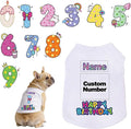 Custom Dog Birthday Shirt,Personalized Pet Apparel Print with Name Age Number,Pet Birthday Outfit,Lightweight Breathable Cotton Vest for Small Medium Large Dogs Cat (White, 4X-Large)