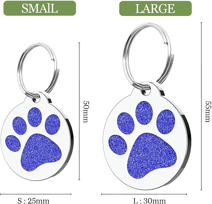 Dog Tags Personalized for Pets Dog Name Tags Personalized Dog Tag Engraved with Any Name & Text Custom Dog ID Tags Glitter Bone ID Tag for Puppy Cat (Purple-Round, S)
