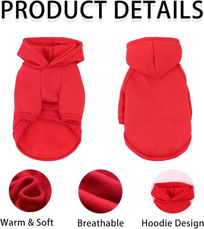 Custom Dog Hoodie, Personalized Sweatshirt with Photo Text Name Logo, Customized Hooded Sweater for Small Medium Large Dogs & Cats (Red, XX-Large)