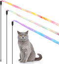 Sumind 3 Pieces Jungle Cat Wand Cat Teaser Charmer Interactive Fun Toys Wand Kitten Kitty Playing Toy, 3 Styles(Charming Color)