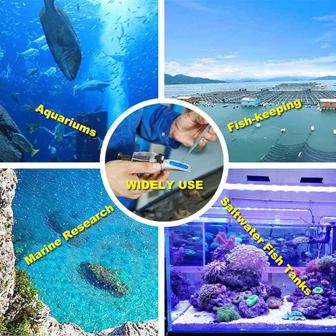 Agriculture Solutions Salinity Refractometer for Seawater and Marine Fishkeeping Aquarium 0-100 PPT with Automatic Temperature Compensation