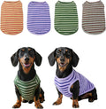 Dog Clothes, Stripe Dogs Shirts for Small & Medium Breeds, Pet Tank Top, Breathable Waffle Fabric Puppy Outfit, Shirt for Chihuahua, Yorkie, Dachshund, Corgi (4Pack, Large)