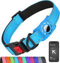 Airtag Dog Collar with AirTag Holder for Puppy Small Dogs, Reflective, Soft Padded & Safety Locking Buckle, Nylon Pet Collars Adjustable for All Breeds, SkyBlue,XS