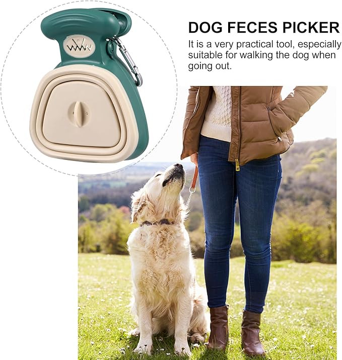 Portable Foldable Pet Pooper Scooper with Clip, Small Mustard Green Dog Waste Pickup Tool for Outdoor Use, Lightweight Plastic Puppy Poop Scoop for Travel and Walks