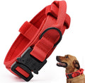 Tactical Dog Collar, Adjustable Military Training Nylon Dog Collar with Control Handle and Heavy Quick-Release Metal Buckle for Small Medium Large Dogs, Red XL