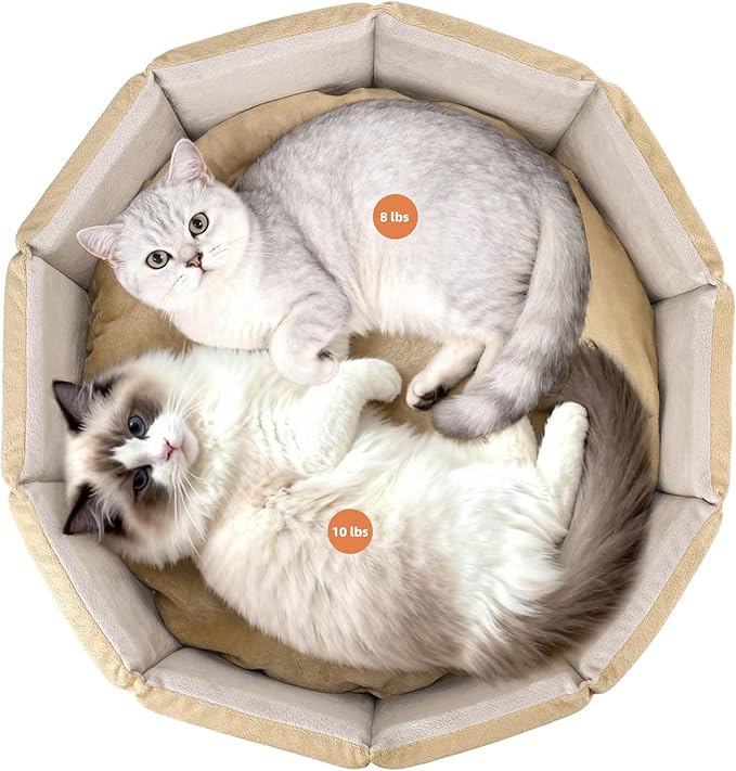 PJYuCien Premium Orthopedic Memory Foam Round Pet Bed for Large Cats, Small Dogs & Puppies - 20" Indoor Donut Cuddler with Non-Slip Bottom, Machine Washable, Supports Pets Up to 18 lbs, Khaki