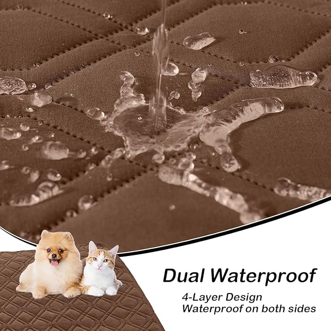 hyha Waterproof Dog Bed Blanket, Soft Pet Blankets, Waterproof Couch Cover for Dogs, Reversible Sofa Covers Washable for Furniture (40x50 Inch, Brown/Beige)