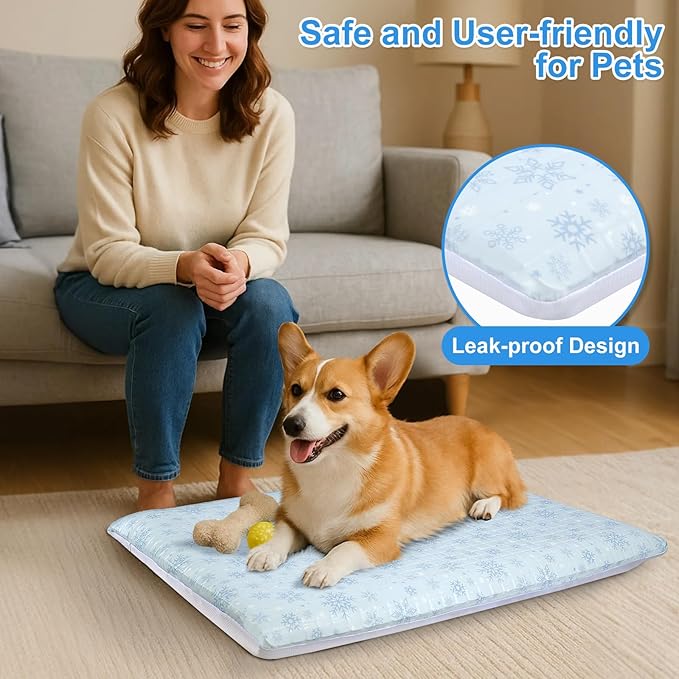 Atsuwell Dog Cooling Mat for Medium Dogs, 2" Thickened Foam Cooling Pad for Dogs with Gel Layer & Waterproof Cover, Orthopedic Joint Support Cool Dog Bed for Summer Relief