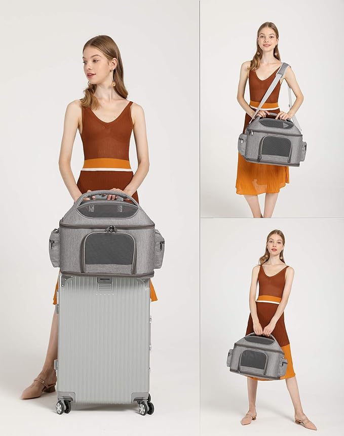 halinfer Pet Carrier for Large Fat Cats and Small Dog, Fits up to 20 pounds Car Seat Travel Carrier, Collapsible Indoor Outdoor Soft Side Carrier Bed House Airline Approved Under Seat