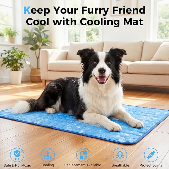 Dog Cooling Mat, Arc-Chill Cooling Fiber Self-Cooling Pad for Dogs - 40" x 28"Washable Non-Toxic Summer Pet Mat, Non-Slip Foldable Portable Soft Pad for Indoor Outdoor/Kennel Sofa Bed Floor Car