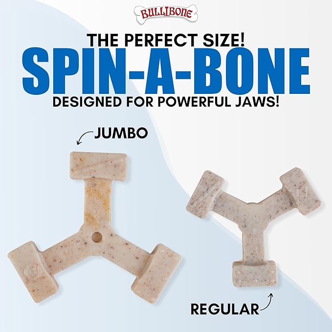 Bullibone Nylon Dog Chew Toy Spin-a-Bone - Interactive Dog Toy, Triggers Natural Instincts, and Improves Oral Health