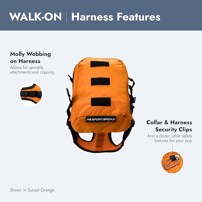 K9 Sport Sack Walk-On - Medium, Buttercup Yellow - Ideal for Dogs with 17-19” Back Length - Lightweight, Packable, Backpack-Style Carrier - Includes Compatible Harness & Storage Bag