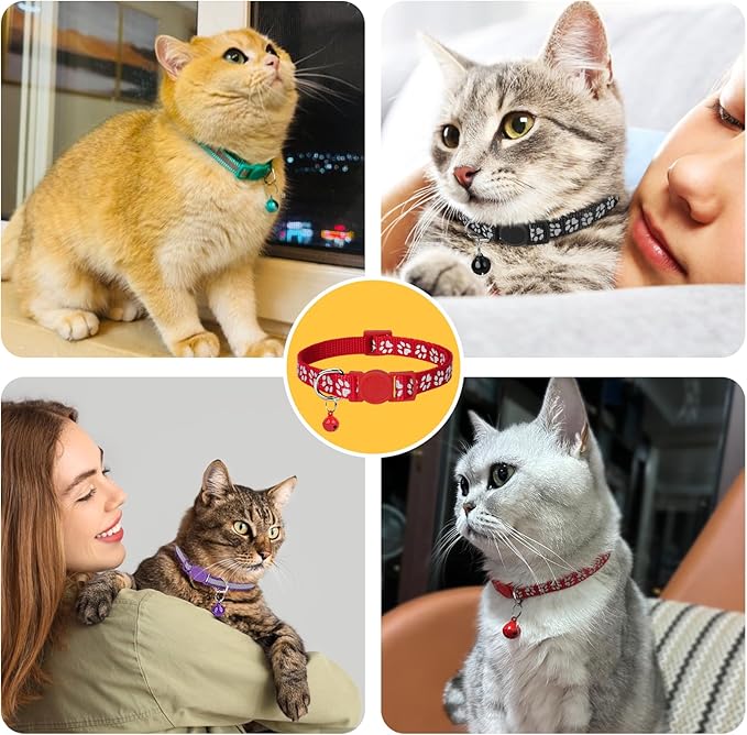 Taglory Kitten Collar Breakaway with Bell, 2 Pack Girl Boy Pet Kitten Collar Adjustable 6-8 Inch for 2-6 Months Cat, SkyBlue