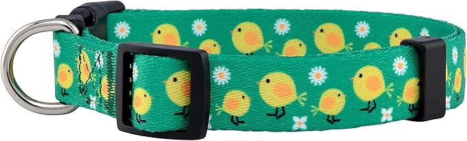 Native Pup Easter Dog Collar, Cute Spring Gift for Puppies, Pink Pastel, Eggs, Chicks, Bunny Adjustable for Small, Medium, Large Breeds (Chicks, Large)