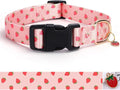Pink Strawberry Pattern Dog Collar with Buckle Adjustable Safety Nylon Collars for Small Medium Large Dogs, Cute Stylish Girl Boy Christmas Dog Collar(Pink Strawberry,M)