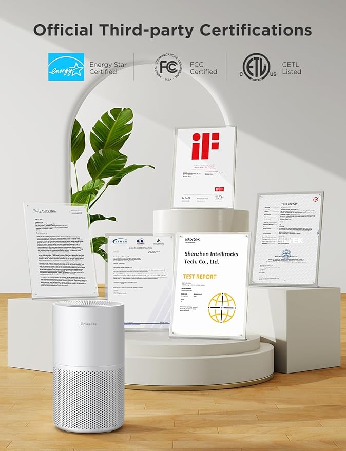 GoveeLife Air Purifiers for Home, Smart Air Purifier for Large Rooms with App & Alexa Control, Detachable Pre-filter, Covers up to 1162ft², Sleep Mode for Pet Hair, Pollen, Dust and Smoke