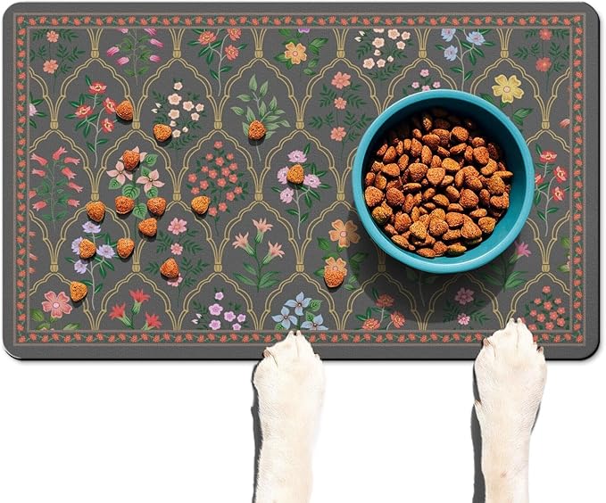 Absorbent Pet Dog Bowl Mat for Food and Water, Pet Cat Food Feeding Mat with Non Slip Rubber Backing, Dog Food Mats for Floors Waterproof, 24"x32"