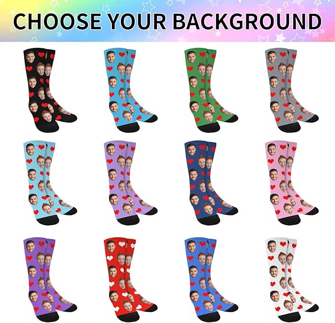 MyPupSocks Custom Personalized Photo Pet Face Socks, Cat and Dog Tracks Paws Bones Crew Socks with Picture for Men Women