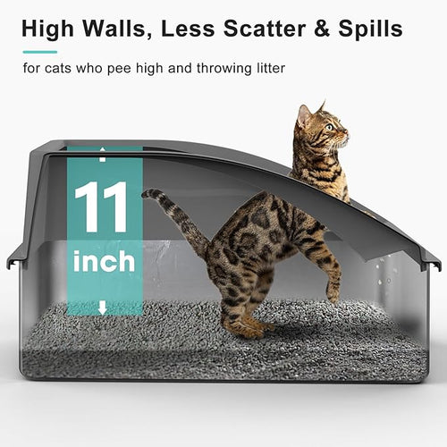 2 Pack Stainless Steel Litter Box | XL Enclosed Cat Litter Boxes with Lid for Big Cats and Multi-Cats | High Sided, Anti-Urine Leakage | Non-Stick Bottom（Multi-Colored）