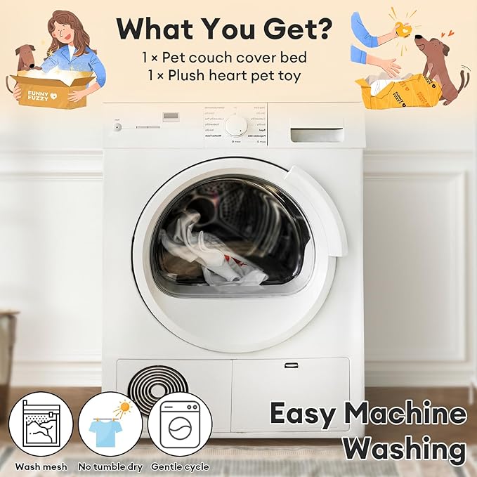 FUNNY FUZZY Pet Fluffy Fuzzy Calming Dog Couch Bed Sofa Protector Washable Pets Mat for Large Medium Small Dogs and Cats (Tie-dye Grey, 37"×31"×5.5")
