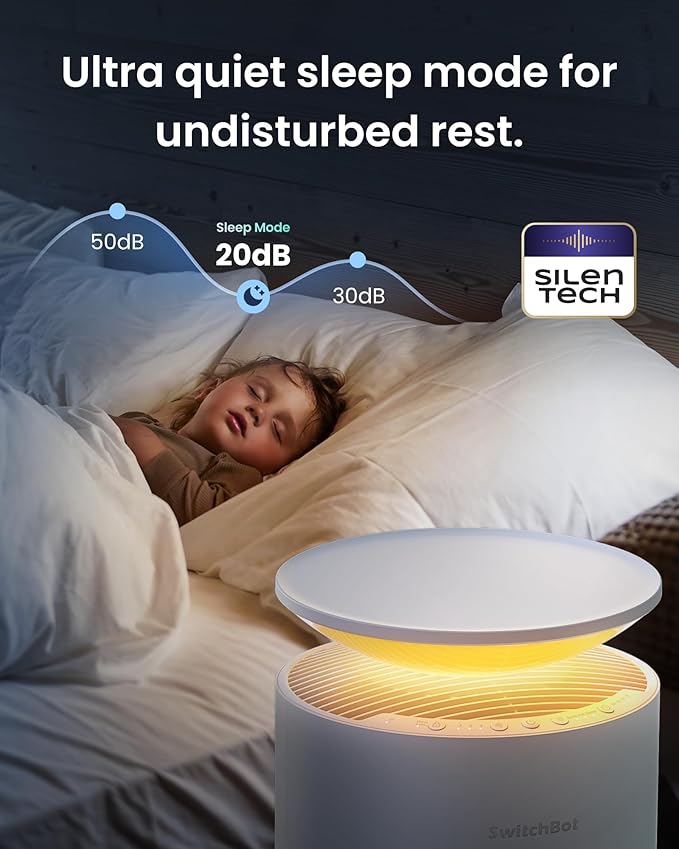 SwitchBot Air Purifiers for Home Large Room with Matter Up to 3620 ft², 20dB, Washable Pre-filter, Pet Mode, 10 RGB Colors, Aromatherapy, Work with Apple Home, Google Home, HomeAssistant