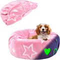 Round Replacement Dog Bed Cover - Elastic Edged Washable Protector with Glow in The Dark Heart Pattern for Small & Medium Beds, Cover Only, 30"x9.8"